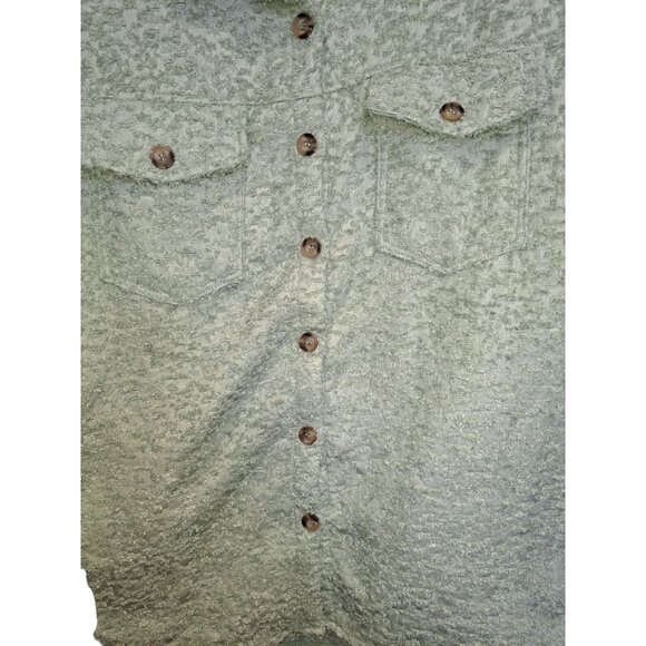 Polargram Textured Button Up Shacket Womens M Green Long Sleeve (Flaw) - Picture 4 of 7